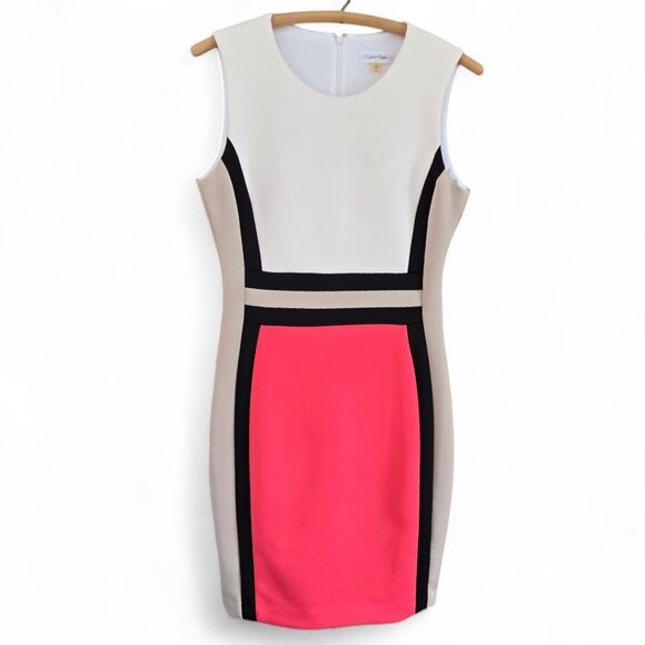 Calvin Klein Dresses & Skirts - Calvin Klein Colorblock Sheath Dress Size 8 Sleeveless Womens Knee Length Shift